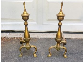 Vintage Brass Federal Style Fire Dog Andirons (2)