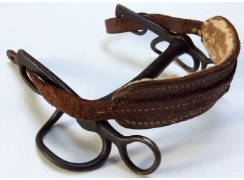 ANTIQUE HORSE BIT With Leather Nose Strap