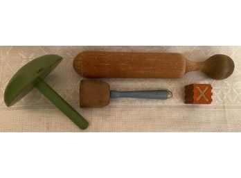 Junk Drawer Lot 10 Vintage Wooden Assorted Darning Tools Kitchen Mortar Holgate Toys Block