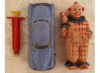 Junk Drawer Lot 8 Vintage Plastic Hubley Kiddie Toy Car - Kagran Tee-vee - Clara Clown - Doctor Nurse Syringe