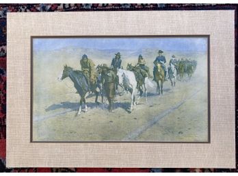 Antique Frederic Remington Print Pony Tracks In The Buffalo Trail 1906 Colliers Textured Matte