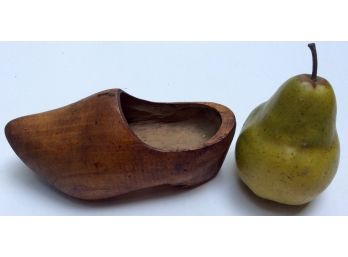 SINGLE CARVED 7' WOODEN DUTCH SHOE: Stamped Made In Holland, Cute For Planter