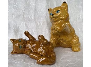 Vintage Lot Unmarked Large & Small Lone Star Ceramic Kitty Cat Figurines