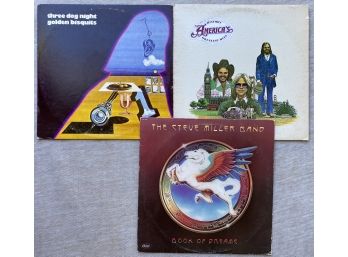 Vintage Lot Vinyl Records Steve Miller Band:book Of Dreams, America:greatest, Three Dog Night:golden Bisquits