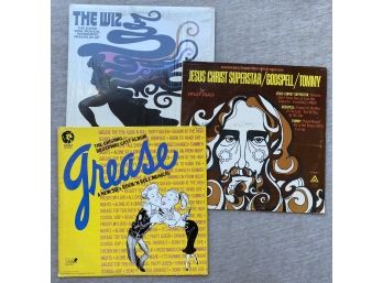 Vintage Lot Vinyl Records Broadway Musicals Grease, The Wiz, Sweet Peace: Excerpts Tommy, Superstar, Godspell