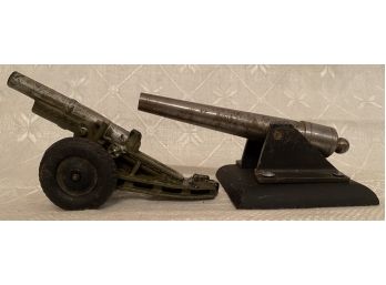 Lot Toy Replica Cannon - AUB-BUER Auburn Rubber Co Auburn IN & Metal Wood Unmarked
