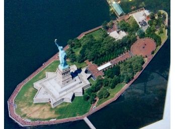 DON VARNEY 1998 AERIAL PHOTOGRAPH: Statue Of Liberty, Liberty Island, Signed And Dated On Back Sticker