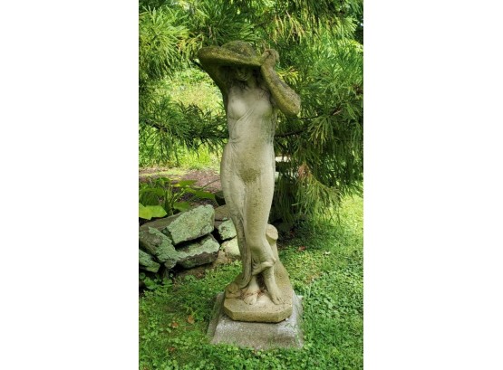 Vintage Figural Cement Female Garden Lawn Statue - Phryne Before The Judges - 4 Foot 3 Inches Tall