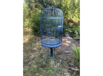 Massive Vintage Blue Painted Iron Bird Cage 78' Tall X 29' Diameter