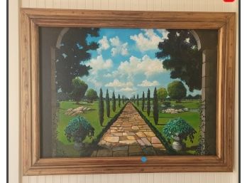 Captivating Painting Of A Beautiful Stone Pathway With Fresh Scenery