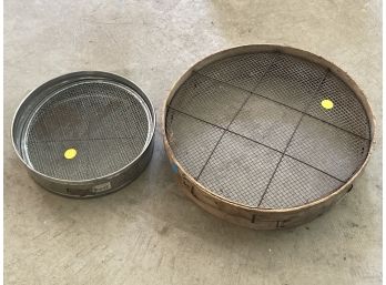 Two Vintage / Antique Soil Sieve Sifters Set Gardening