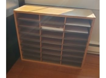 24 Section Paper Storage Shelf Unit, Oak Veneers