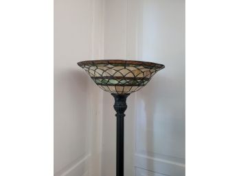 Multicolored Glass Shaded Torchiere Floor Lamp
