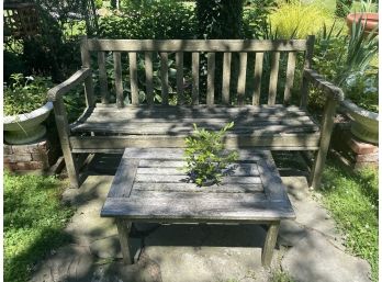 Gorgeous Weathered Teak Garden Bench And Coffee Table Set