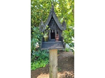 Japanese Garden Spirit House With Added Buddha And Powerful Plant