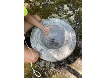 Large Cement Japanese Water Bowl  ( With Attractive Small White Stones Mix )