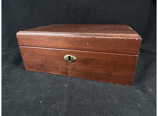 Tan Lined Wooden Jewelry Box