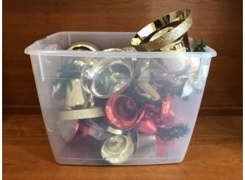 Ornaments Lot In Clear Tote
