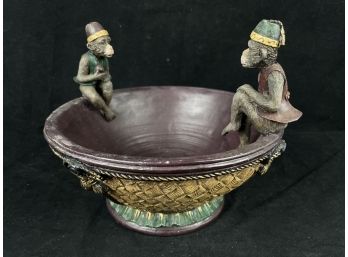 Bowl With Sculpted Monkeys