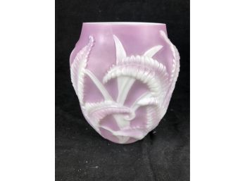 Pink And White Glass Vase