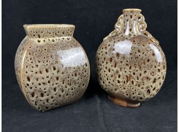 Brown And Tan Pottery Vases