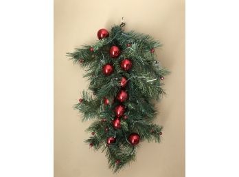 Pine And Red Ornament Wall Decor