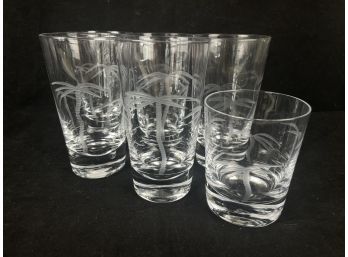 Palm Tree Etched Drinking Glasses