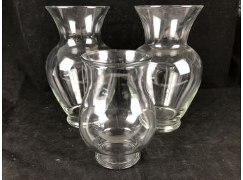 Clear Glass Vase Lot Of 3