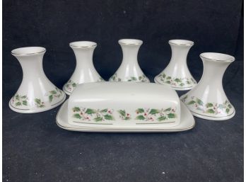 Fine China Candle Holders And Butter Dish Made In Japan