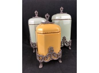 Unique Yellow And Green Canisters