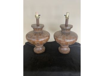 Pair Of Unique Carved Table Lamps