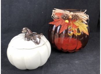 Pumpkin Trinket Dish And Fall Candle