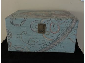 Turquoise Peacock Decorated Chest