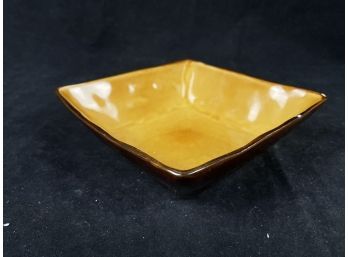 Yellow And Brown Square Pottery Bowl