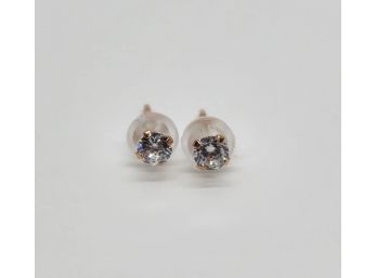 10k Rose Gold Faux Diamond Stud Earrings