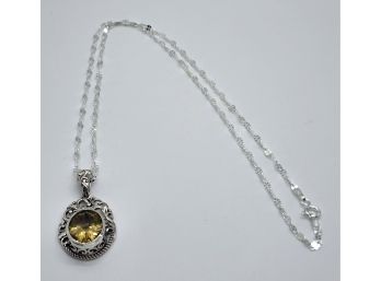 Yellow Labradorite Pendant Necklace In Sterling
