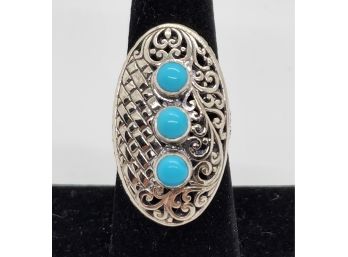 Bali Natural Sleeping Beauty Turquoise Ring In Sterling