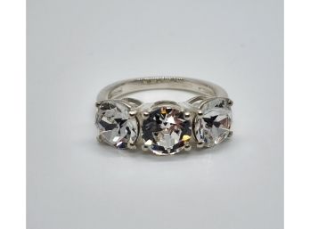 White Swarovski Crystal Ring In Sterling