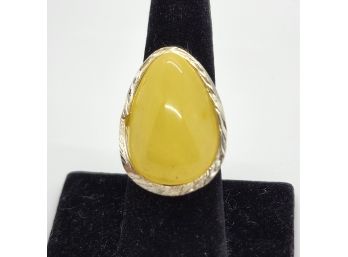 Yellow Amber Ring In Sterling Silver