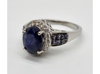 Sapphire & Multi Gemstone Ring In Platinum Over Sterling