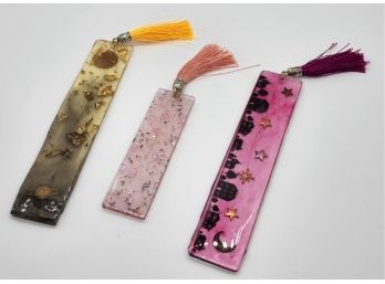 3 Handcrafted Resin Bookmarks With Tassels