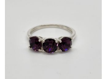 Amethyst Color Crystal Ring In Sterling