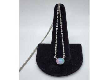Opal Necklace, Platinum Over Sterling With Diamond Cut Chain