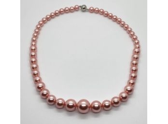 Pink Shell Pearl Beaded Necklace With Magnetic Clasp