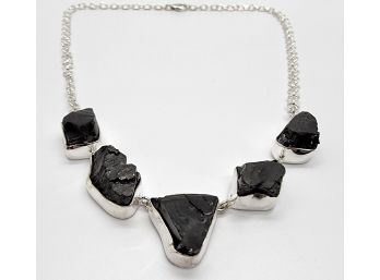 Rough Cut Elite Shungite Necklace In Sterling Silver