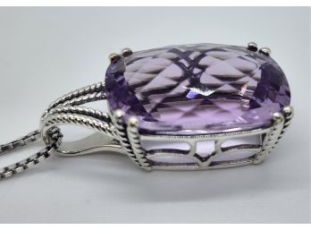 Purple Amethyst Pendant Necklace In Sterling