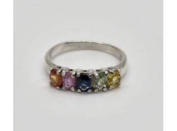 Multi Sapphire Ring In Platinum Over Sterling