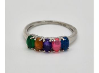 Multi Welo Opal Ring In Platinum Over Sterling