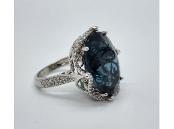 Teal Blue Fluorite Sterling Silver Ring