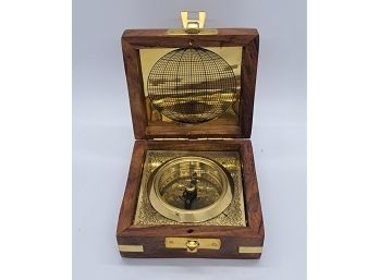 Wooden Box With Built In Compass